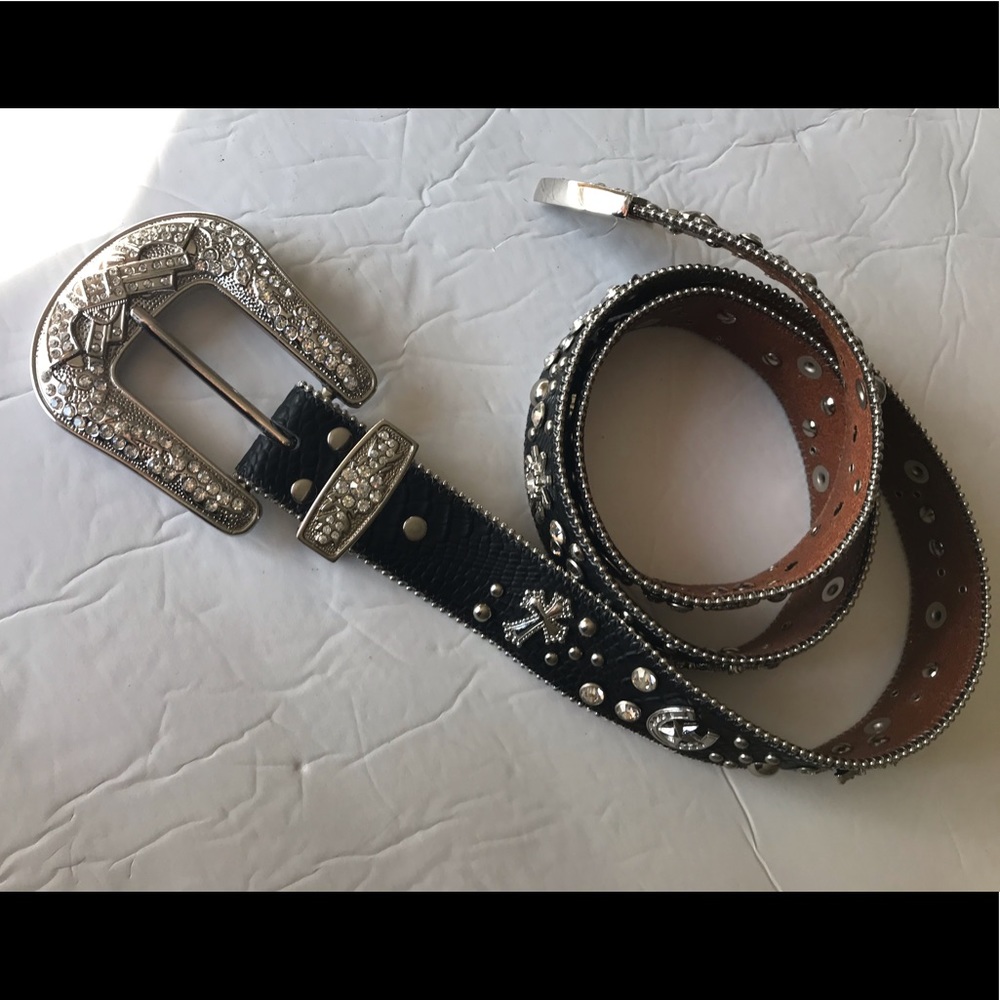 Black sparkly Western belt size XL Nooo2Ys